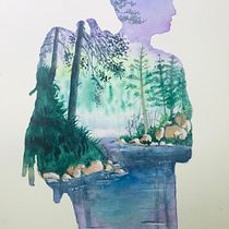 My project in Double Exposure Watercolor: Painting Nature course. Een project van Traditionele illustratie, Aquarelschilderen, Realistische tekening y Naturalistische illustratie van YAN BAI - 07.10.2021
