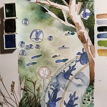 Mi Proyecto del curso: Ilustración en acuarela con influencia japonesa. Drawing, Traditional illustration, and Watercolor Painting project by Michelle Cano Vital - 10.09.2021