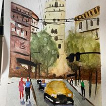 Mi Proyecto del curso: Paisajes urbanos en acuarela. Un progetto di Belle arti, Pittura ad acquerello e Illustrazione architettonica di adricampi_acs - 10.10.2021