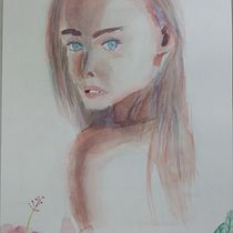 Modelo.. Fine Arts, Painting, Watercolor Painting, and Portrait Drawing project by Lya Bencosme - 10.10.2021