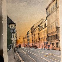 My project in Urban Landscapes in Watercolor course. Un progetto di Pittura ad acquerello, Belle arti e Illustrazione architettonica di Natalie Mikesova - 10.10.2021
