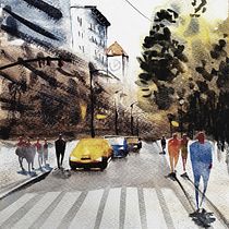 My project in Urban Landscapes in Watercolor course. Un progetto di Pittura ad acquerello, Belle arti e Illustrazione architettonica di Emma Andrews - 10.10.2021