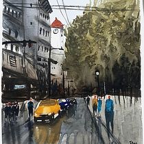 Mi Proyecto del curso: Paisajes urbanos en acuarela. Un projet de Aquarelle, Beaux Arts et Illustration architecturale de Rosa Angélica Sánchez - 10.10.2021