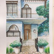 My project in Architectural Sketching with Watercolor and Ink course. Sketching, Drawing, Watercolor Painting, Architectural Illustration, Sketchbook & Ink Illustration project by Yanisa Sanprasit - 10.13.2021