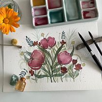 Mi Proyecto del curso: Creación de una composición floral con acuarela. Un projet de Illustration traditionnelle, Beaux Arts, Peinture, Aquarelle, Illustration botanique et Illustration naturaliste de paulamuro3 - 15.10.2021
