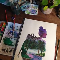 Mein Kursprojekt: Naturinspirierte Aquarellmalerei mit Double Exposure. Een project van Traditionele illustratie, Aquarelschilderen, Realistische tekening y Naturalistische illustratie van aaron_kaya - 30.09.2021