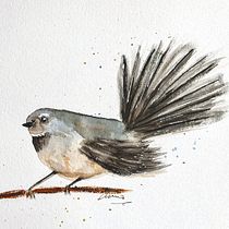 Piwakawaka/Fantail. Traditional illustration, Naturalistic Illustration, and Watercolor Painting project by marts87 - 10.17.2021