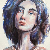 My project in Artistic Portrait with Watercolors course. Fine Arts, Painting, Watercolor Painting, and Portrait Drawing project by Natalia Vychigina - 10.17.2021