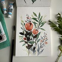 Mon projet du cours : Création d’une composition florale à l’aquarelle. Un projet de Illustration traditionnelle, Beaux Arts, Peinture, Aquarelle, Illustration botanique et Illustration naturaliste de marianne_lapointe - 19.10.2021