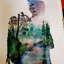 My project in Double Exposure Watercolor: Painting Nature course. Een project van Traditionele illustratie, Aquarelschilderen, Realistische tekening y Naturalistische illustratie van Julia Zi - 20.10.2021