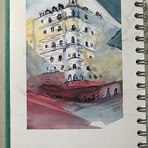 My project in Architectural Sketching with Watercolor and Ink course. Sketching, Drawing, Watercolor Painting, Architectural Illustration, Sketchbook & Ink Illustration project by charlotte961 - 10.22.2021