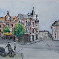 My project in Architectural Sketching with Watercolor and Ink course. Sketching, Drawing, Watercolor Painting, Architectural Illustration, Sketchbook & Ink Illustration project by Mirjana Nikolic - 10.23.2021