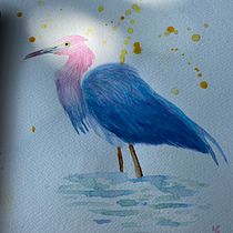 Aigrette bleu . Traditional illustration, Watercolor Painting, Realistic Drawing, and Naturalistic Illustration project by miroyer - 10.24.2021