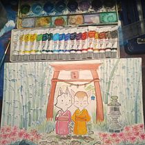 Mi Proyecto del curso: Ilustración en acuarela con influencia japonesa. Drawing, Traditional illustration, and Watercolor Painting project by Alejandra Huerta - 10.25.2021