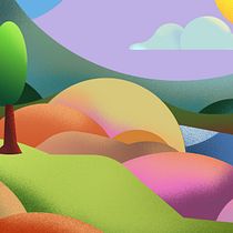 Landscape at Sunset - Illustration in Photoshop: Enchant with Colour and Texture course. . Un progetto di Illustrazione digitale e Illustrazione tradizionale di sonia_munte - 25.10.2021