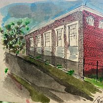 My project in Architectural Sketching with Watercolor and Ink course. Sketching, Drawing, Watercolor Painting, Architectural Illustration, Sketchbook & Ink Illustration project by Maggie Dasilva - 10.25.2021