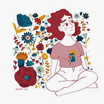 Meu projeto do curso: Retrato ilustrado com elementos botânicos. Un progetto di Illustrazione tradizionale, Illustrazione digitale, Illustrazione botanica e Disegno digitale di Natália Pimenta - 24.10.2021