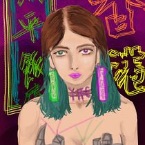 Inspired by HK neon lights this is miss HK. Traditional illustration, Drawing, Digital Illustration, Portrait Drawing, Digital Drawing, and Digital Painting project by yanyantse321 - 10.26.2021