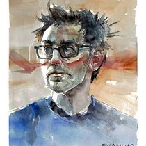Watercolor James Gunn. Fine Arts, Painting, Watercolor Painting, and Portrait Drawing project by Ivan Oliva - 10.30.2021