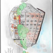 Plazuela de Antonio Vega (Madrid, España). Drawing, Watercolor Painting, and Traditional illustration project by José Ramón Alcoba - 10.31.2021