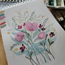 Mi Proyecto del curso: Creación de una composición floral con acuarela. Un projet de Illustration traditionnelle, Beaux Arts, Peinture, Aquarelle, Illustration botanique et Illustration naturaliste de Carmen Flores - 01.11.2021