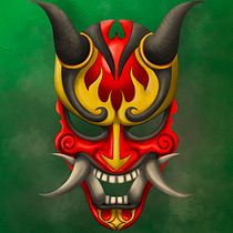 Máscara de Oni. Ilustração tradicional, Desenho, Ilustração digital, e Desenho digital projeto de Gonzalo Luarte - 02.11.2021