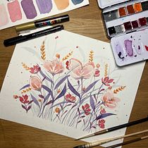 Mon projet du cours : Création d’une composition florale à l’aquarelle. Un projet de Illustration traditionnelle, Beaux Arts, Peinture, Aquarelle, Illustration botanique et Illustration naturaliste de Hannah - 08.01.2021