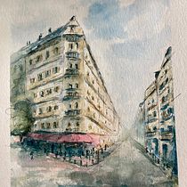 Mein Kursprojekt: Architektonische Zeichnung mit Aquarell und Tinte. Drawing, Watercolor Painting, Architectural Illustration & Ink Illustration project by ariane_schuermann - 11.08.2021