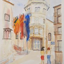 My project in Architectural Sketching with Watercolor and Ink course. Painting project by Michael Deselaers - 11.10.2021