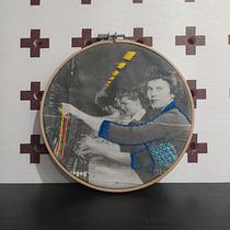 Bordado en fotografías sobre tela: teleoperadoras. Photograph, Collage, Paper Craft, Printing, Embroider, and DIY project by Rosana Perez - 11.11.2021