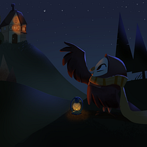 My project in Lighting Principles for Digital Painting Course_Owl at Night. Traditional illustration, Digital Illustration, and Digital Painting project by Khalid Alhamdan - 11.08.2021