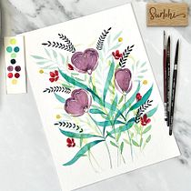 My project in Floral Arrangement Illustration in Watercolor course. Un projet de Illustration traditionnelle, Beaux Arts, Peinture, Aquarelle, Illustration botanique et Illustration naturaliste de aquarellebysurbhi - 15.11.2021