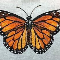 My project in Realistic Embroidery Techniques course_Monarch Thread Painting. Embroider, and Traditional illustration project by doanart - 11.13.2021