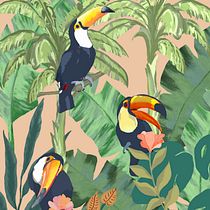 Meu projeto do curso: Tropical Tucanos Ein Projekt aus dem Bereich Traditionelle Illustration, Design von Garderoben, Musterdesign, Modedesign und Digitale Illustration von SILVANA POIATI - 17.11.2021
