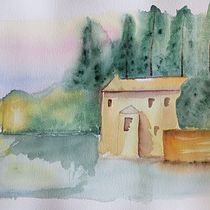 Mon projet du cours : Paysages naturels à l’aquarelle. Projekt z dziedziny  Sztuki piękne,  Malarstwo i Malowanie akwarelą użytkownika Mireille Yernaux - 19.11.2021