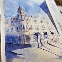 My project in Architectural Sketching with Watercolor and Ink course. Sketching, Drawing, Watercolor Painting, Architectural Illustration, Sketchbook & Ink Illustration project by mona113 - 11.18.2021