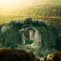 Paisagem da pedra furada. Photograph, Photograph, Post-production, Photo Retouching, Digital Photograph, Photomontage, Matte Painting, and Design project by Adriel Almeida - 11.21.2021