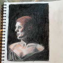Mon projet du cours : Portrait créatif en clair-obscur au crayon. Un projet de Illustration traditionnelle, Dessin au cra, on, Dessin de portrait , et Dessin artistique de Francine Calestagne - 19.11.2021