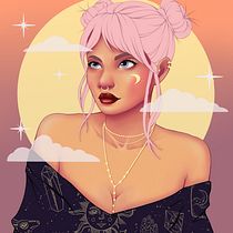 My project in Female Character Portraits in Procreate course. Projekt z dziedziny Trad, c, jna ilustracja, Ilustracja c, frowa, R, sunek c i frow użytkownika Julia Churina - 24.11.2021