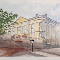 HÔTEL DES INDES ( La Haye / Nederland). Sketching, Drawing, Watercolor Painting, Architectural Illustration & Ink Illustration project by Sandrine Garnier - 11.25.2021