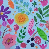 Mi Proyecto del curso: Estampados florales en acuarela con colores vibrantes. Traditional illustration, Pattern Design, Watercolor Painting, and Botanical Illustration project by veronicaschnider - 11.28.2021