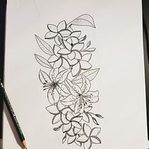 Mon projet du cours : Tatouage botanique en pointillisme. Un progetto di Illustrazione tradizionale, Design di tatuaggi e Illustrazione botanica di Elena Dessena - 25.11.2021