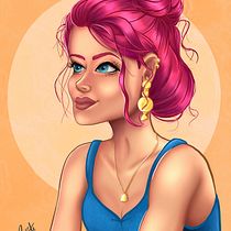 Mi Proyecto del curso: Retrato de personajes femeninos con Procreate. Projekt z dziedziny Trad, c, jna ilustracja, Ilustracja c, frowa, R, sunek c i frow użytkownika María Teresa Valenzuela Escalona - 14.02.2022