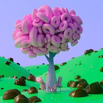 El arbodonut, único en su especie. 3D, Animação 3D, Modelagem 3D, e 3D Design projeto de Miguel de Almeida - 03.12.2021