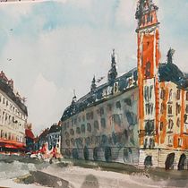 Mon projet du cours : Dessin architectural à l’aquarelle et à l’encre. Sketching, Drawing, Watercolor Painting, Architectural Illustration, Sketchbook & Ink Illustration project by Dada Maslow - 12.05.2021