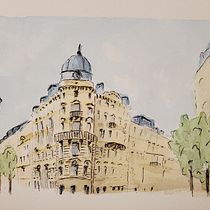 My project in Architectural Sketching with Watercolor and Ink course. Sketching, Drawing, Watercolor Painting, Architectural Illustration, Sketchbook & Ink Illustration project by susan_sto_helit - 12.06.2021