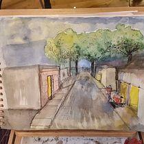 My project in Architectural Sketching with Watercolor and Ink course. Sketching, Drawing, Watercolor Painting, Architectural Illustration, Sketchbook & Ink Illustration project by Theresa A. - 12.07.2021