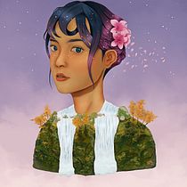 My Final project in Digital Fantasy Portraits with Photoshop course "Mother Nature". Traditional illustration, Drawing, Digital Illustration, Portrait Drawing, Digital Drawing, and Digital Painting project by Oka Ananta (Kozmos) - 12.03.2021