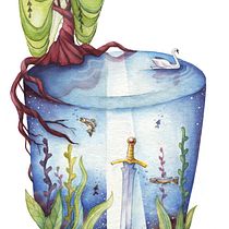 Mein Kursprojekt: Excalibur. Projekt z dziedziny Trad, c, jna ilustracja,  R, sunek, Malowanie akwarelą, Ilustracja w i dawnicza użytkownika Erika Pfeifer - 07.12.2021