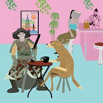 Samurai Sitting in a Cafe_Illustration. Un progetto di Illustrazione tradizionale e Illustrazione digitale di Justin Luchterhand - 04.12.2021